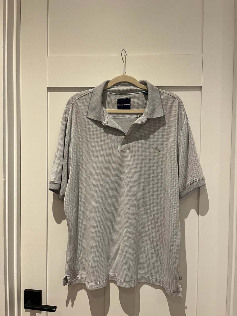 Tommy Bahama Men's XL Gray Chevron Textured Polo Shirt